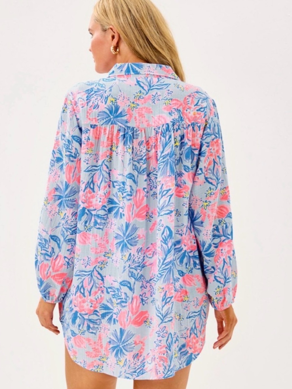 NWT Lilly Pulitzer Kique Long Sleeve CoverUp in Multi Elephant Splash - Picture 7 of 14